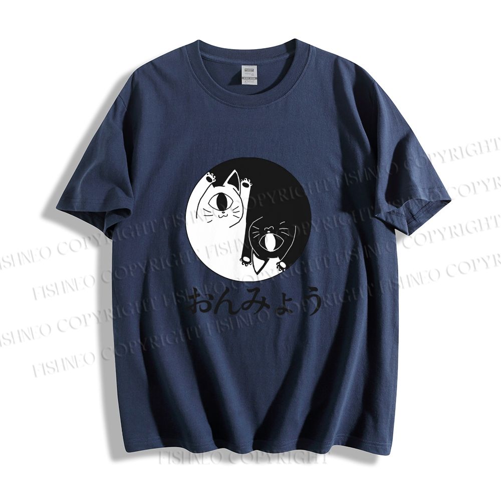 Unisex Japanese Circulate Cat Classic Cotton T-shirt
