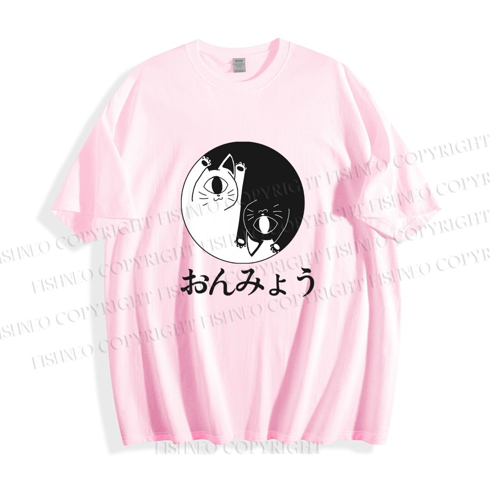 Unisex Japanese Circulate Cat Classic Cotton T-shirt
