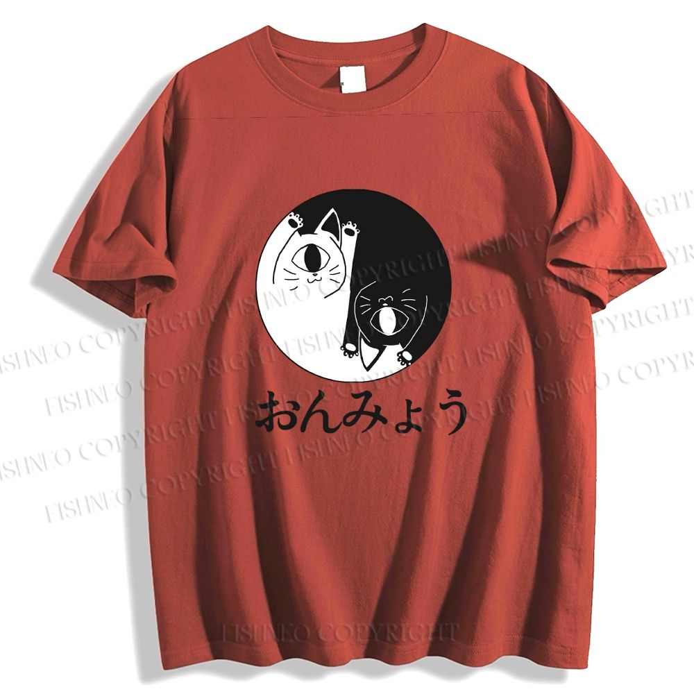 Unisex Japanese Circulate Cat Classic Cotton T-shirt
