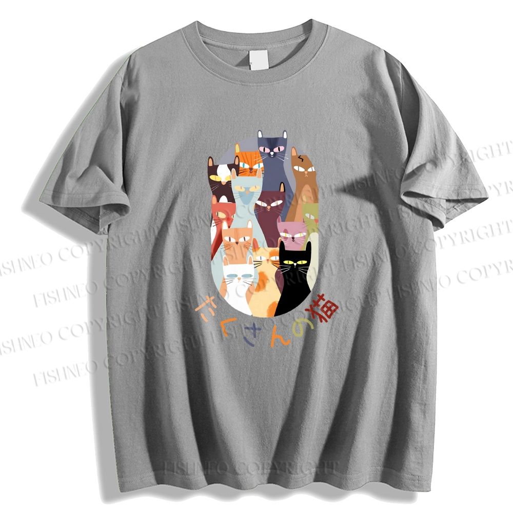 Unisex Japanese Cat Classic Cotton T-shirt