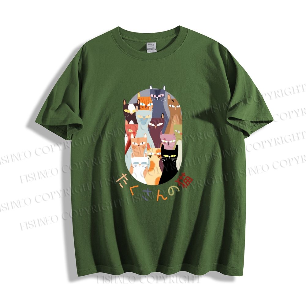 Unisex Japanese Cat Classic Cotton T-shirt