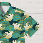 Sea Wave Pattern Printed Men's Short-sleeved Shirts