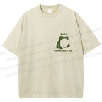 Unisex Vintage Frog Cowboy Printed Design Back Washed Tee