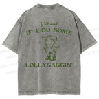 Unisex Vintage Frog Cowboy Printed Design Back Washed Tee