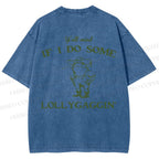 Unisex Vintage Frog Cowboy Printed Design Back Washed Tee
