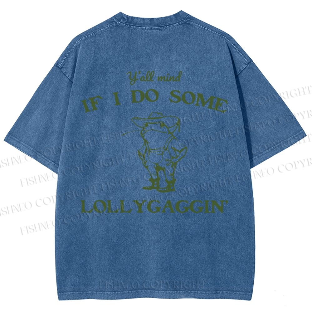 Unisex Vintage Frog Cowboy Printed Design Back Washed Tee