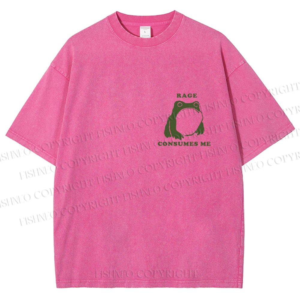 Unisex Vintage Frog Cowboy Printed Design Back Washed Tee