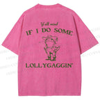 Unisex Vintage Frog Cowboy Printed Design Back Washed Tee