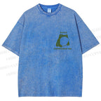 Unisex Vintage Frog Cowboy Printed Design Back Washed Tee