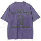 Unisex Vintage Frog Cowboy Printed Design Back Washed Tee