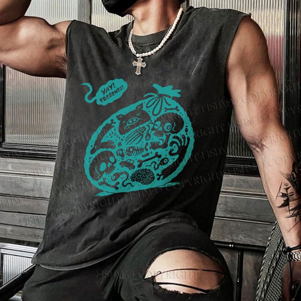 Skull Bag Graffiti Christian Snowflake Washed Vest