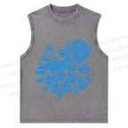 Vintage Cat Ink Graffiti Christian Snowflake Washed Vest