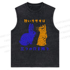 Japanese Rabbit Graffiti Christian Snowflake Washed Vest