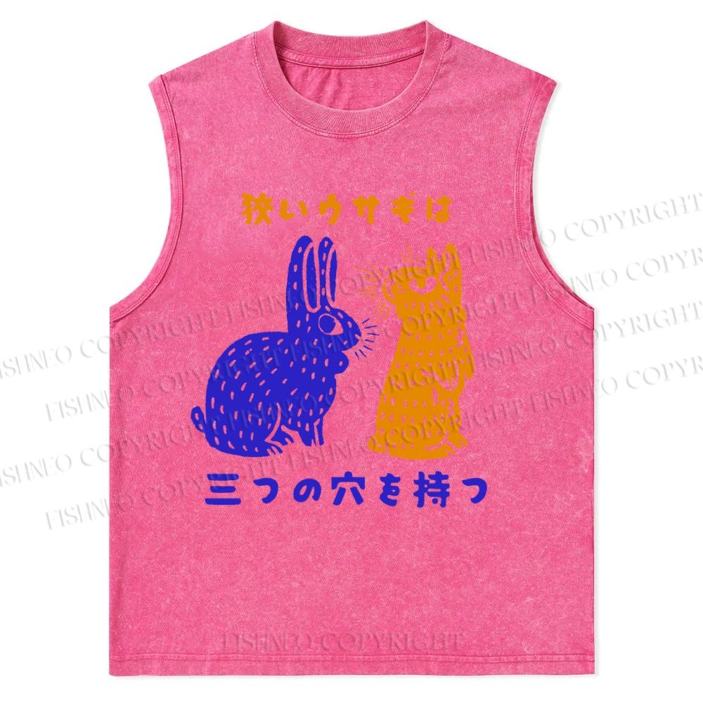 Japanese Rabbit Graffiti Christian Snowflake Washed Vest