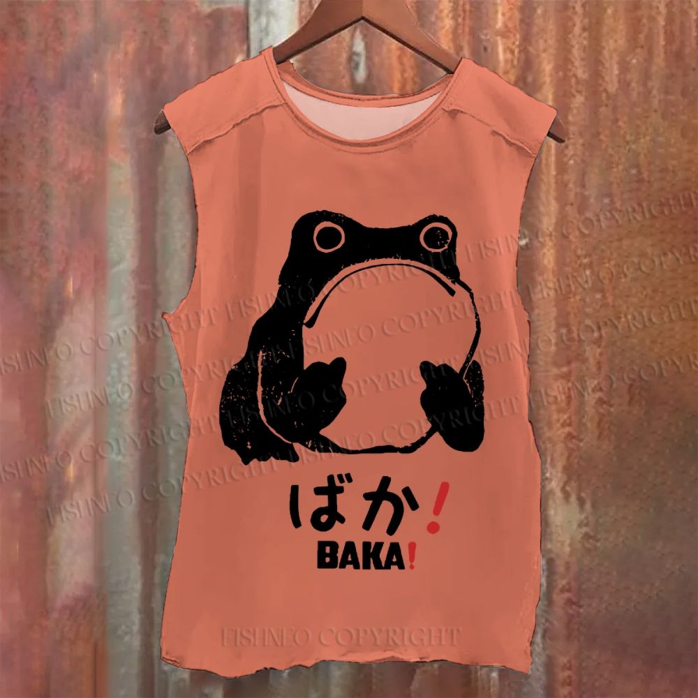 Vintage Frog Distressed Washed Tank Top