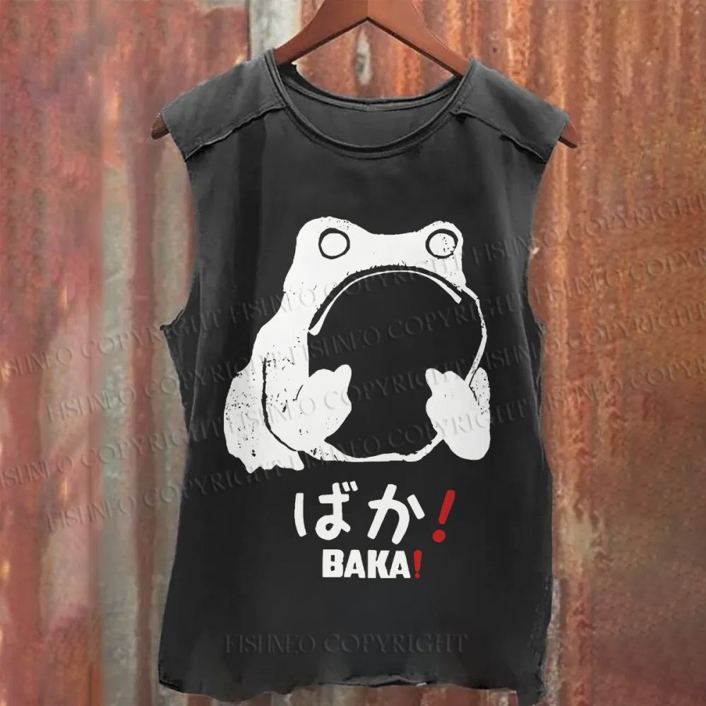 Vintage Frog Distressed Washed Tank Top