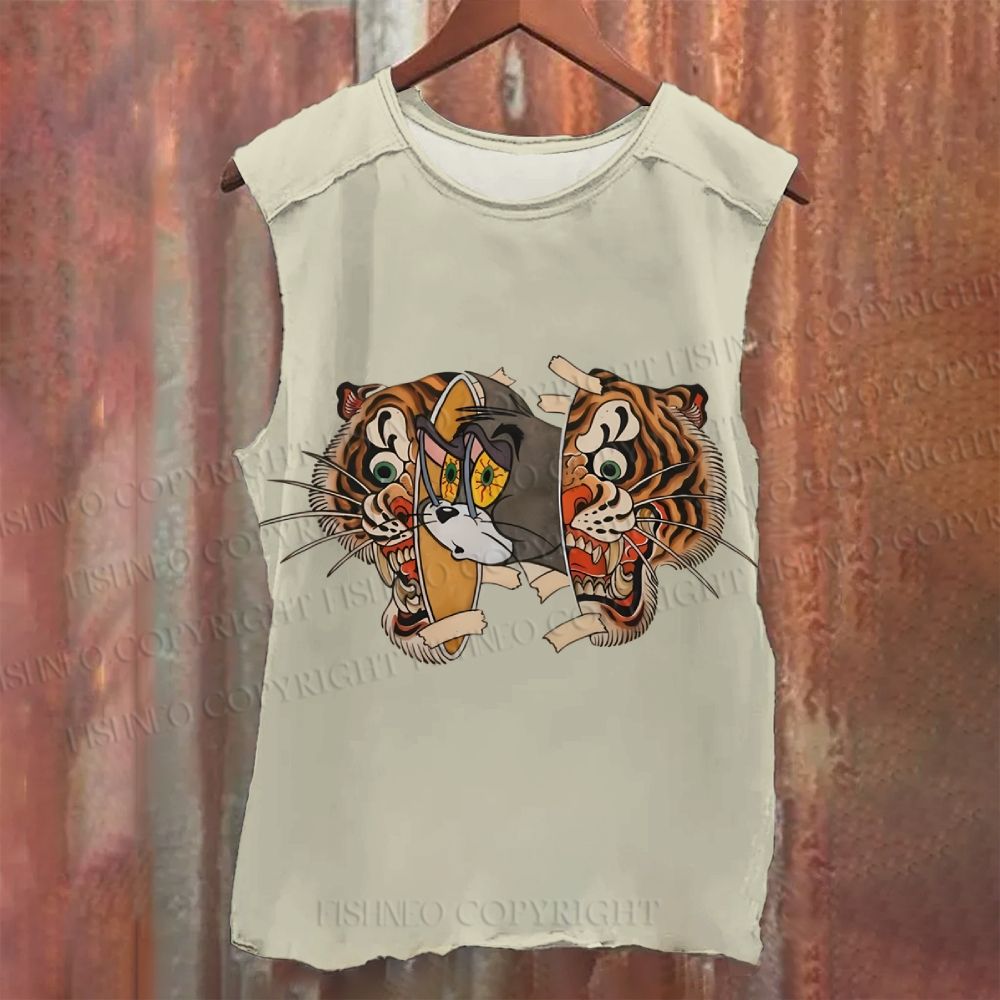 Vintage Tiger Cat Washed Tank Top