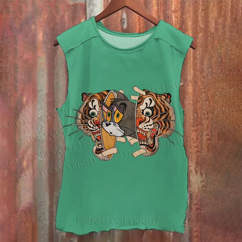 Vintage Tiger Cat Washed Tank Top