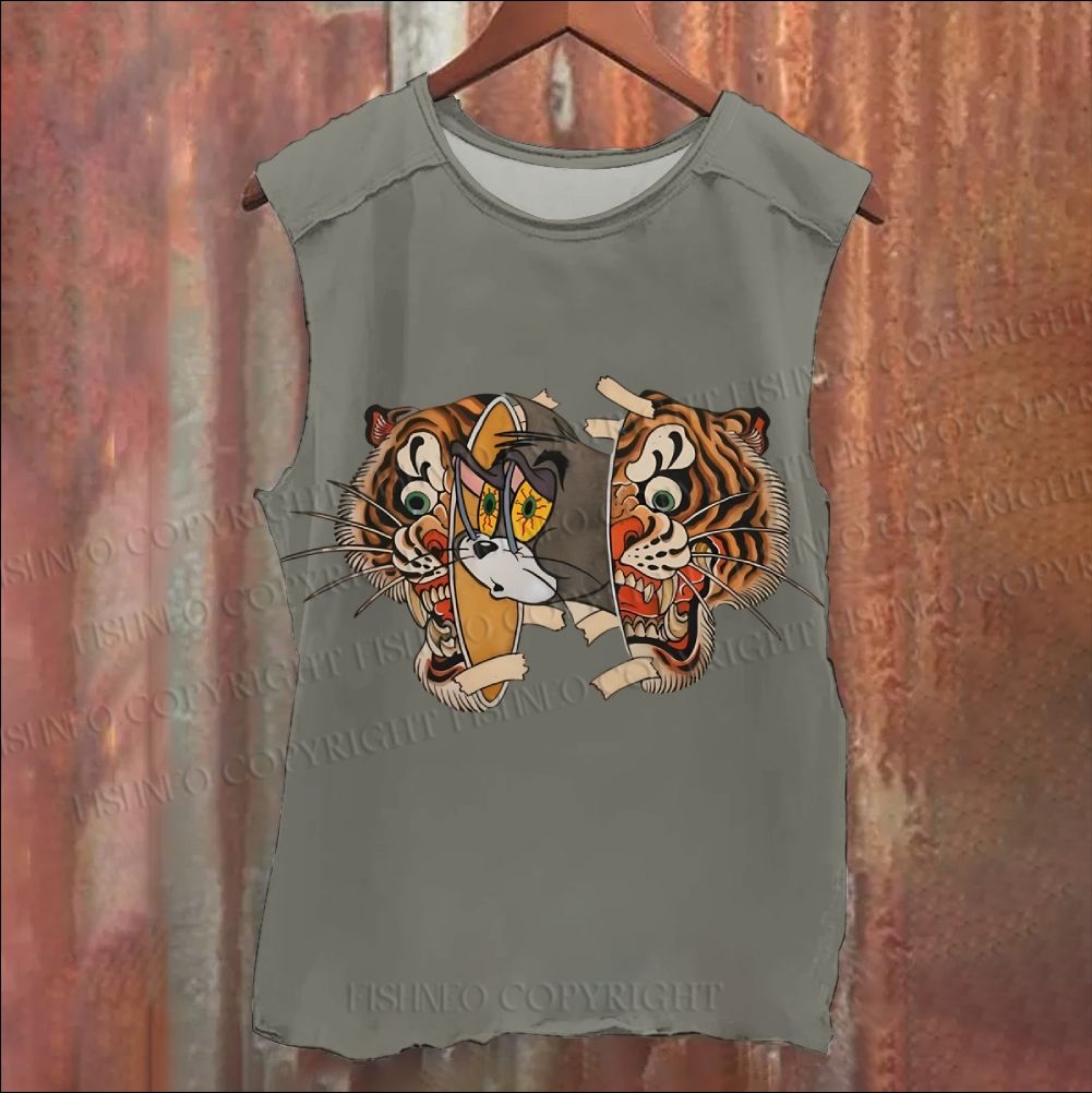 Vintage Tiger Cat Washed Tank Top