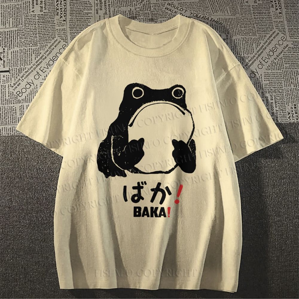 Unisex Vintage Frog Distressed Classic Cotton T-shirt