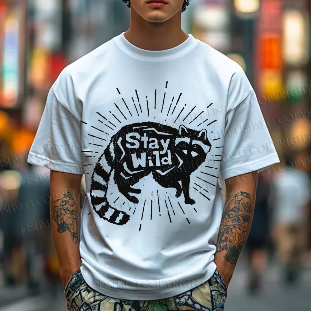 Unisex Vintage Raccoon Graffiti Classic Cotton T-shirt