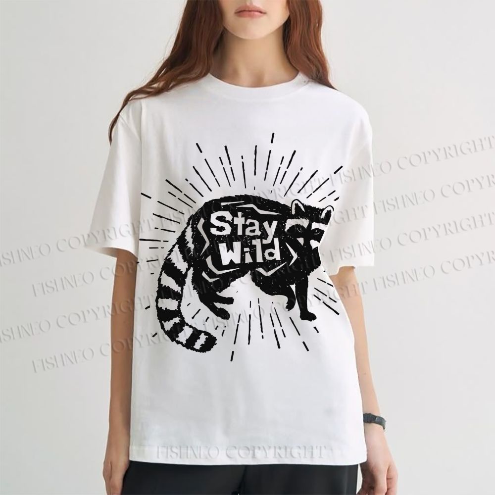 Unisex Vintage Raccoon Graffiti Classic Cotton T-shirt