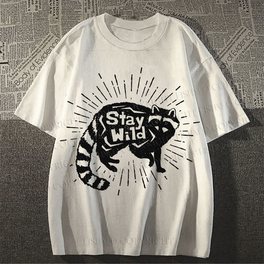 Unisex Vintage Raccoon Graffiti Classic Cotton T-shirt