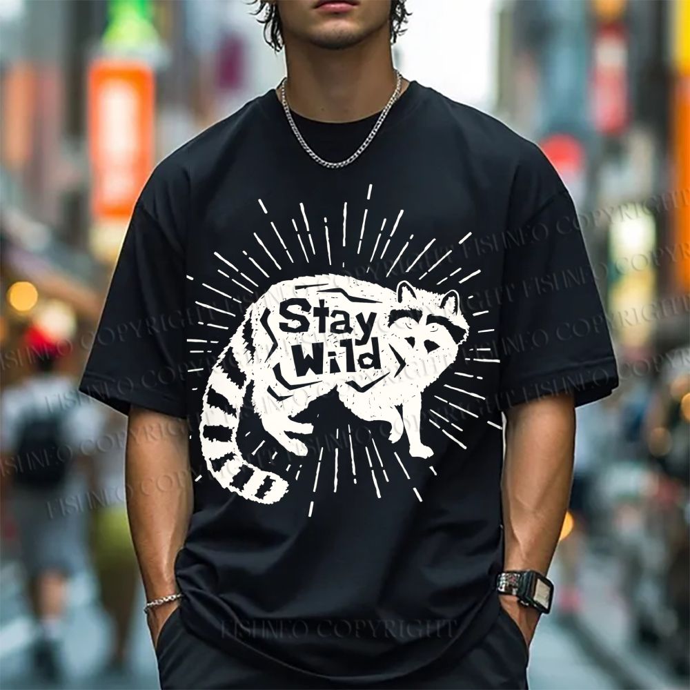 Unisex Vintage Raccoon Graffiti Classic Cotton T-shirt