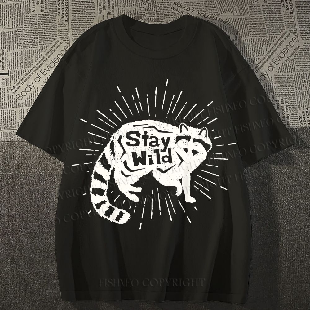 Unisex Vintage Raccoon Graffiti Classic Cotton T-shirt