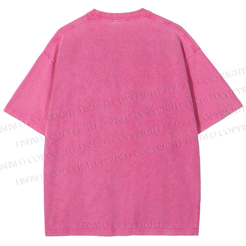 Unisex Black Cat With Hearts Printed Washed Tee