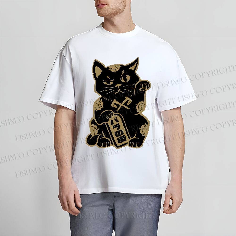 Unisex Japanese Vintage Fortune Cat Classic Cotton T-shirt