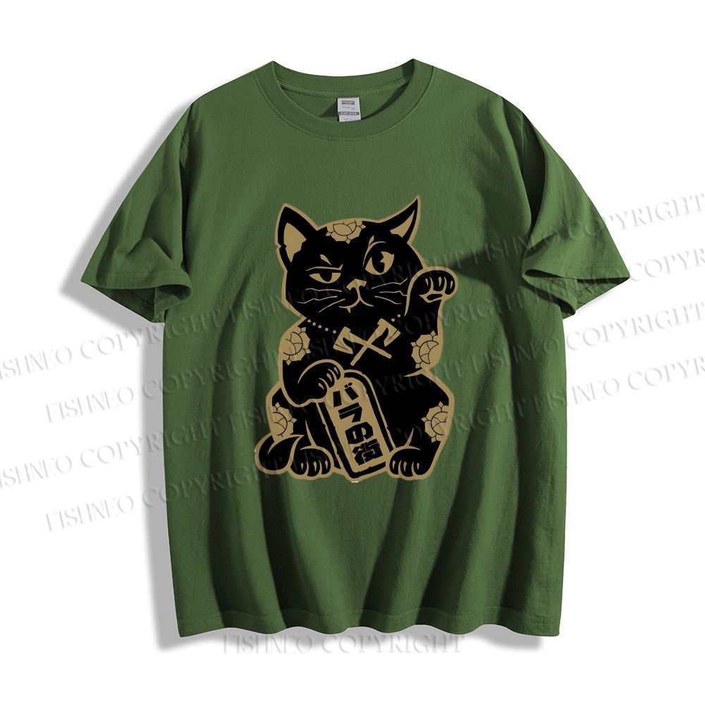 Unisex Japanese Vintage Fortune Cat Classic Cotton T-shirt