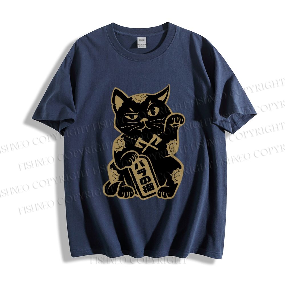 Unisex Japanese Vintage Fortune Cat Classic Cotton T-shirt