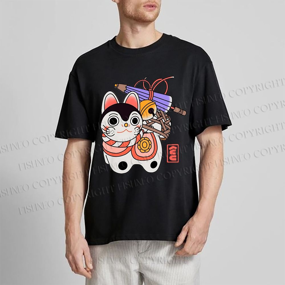 Unisex Japanese Art Cat Classic Cotton T-shirt