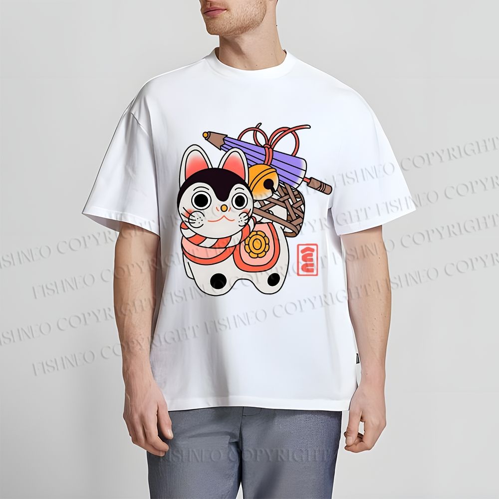 Unisex Japanese Art Cat Classic Cotton T-shirt