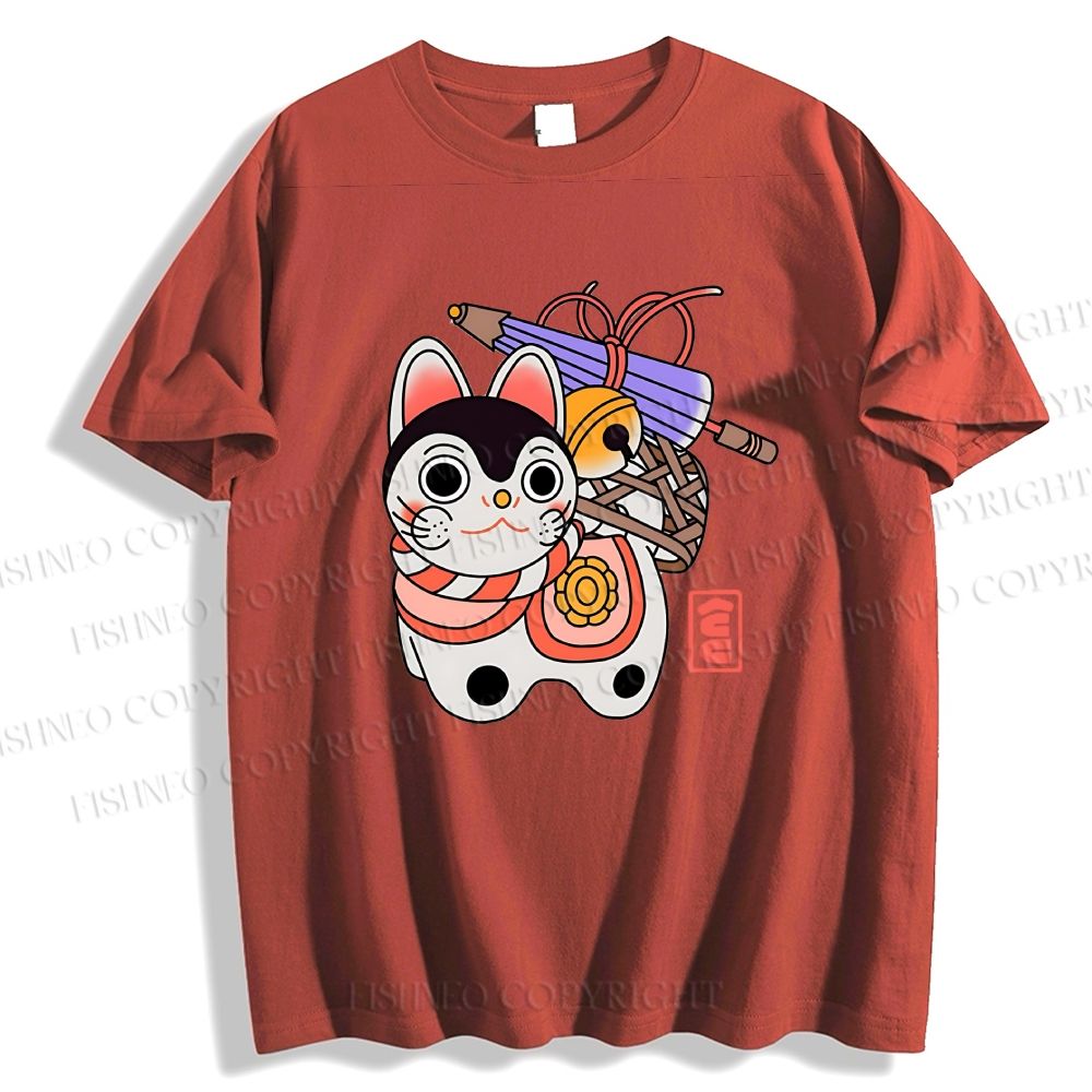 Unisex Japanese Art Cat Classic Cotton T-shirt
