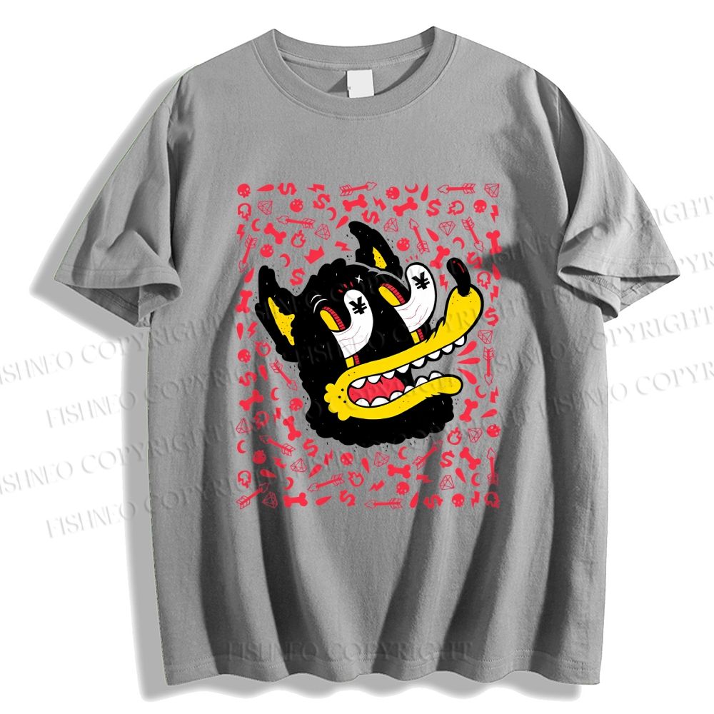 Unisex Cartoon Dog Graffiti Classic Cotton T-shirt