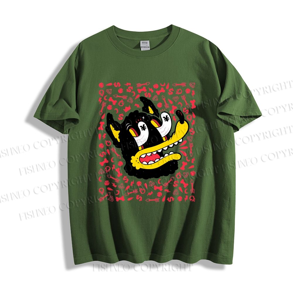 Unisex Cartoon Dog Graffiti Classic Cotton T-shirt