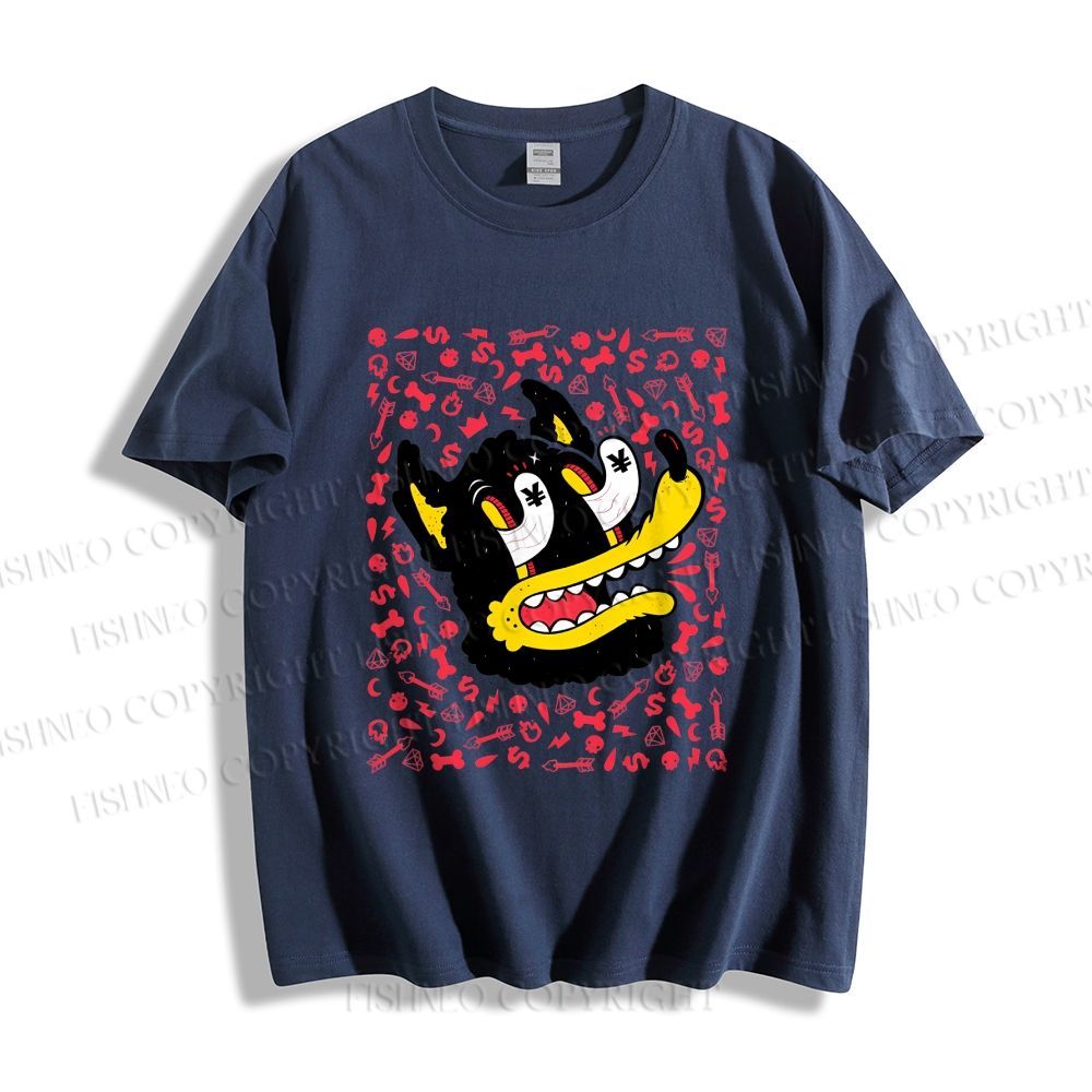 Unisex Cartoon Dog Graffiti Classic Cotton T-shirt