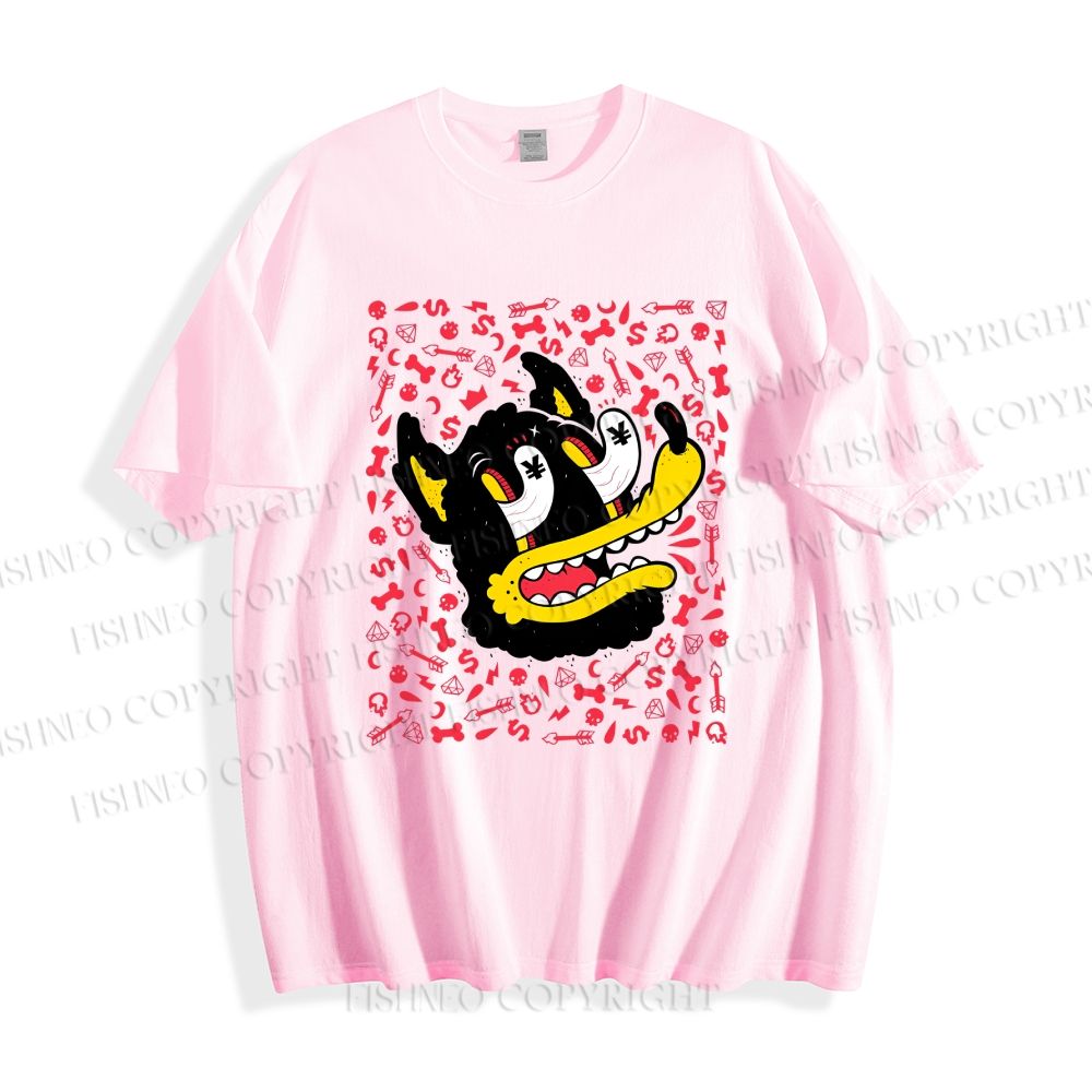 Unisex Cartoon Dog Graffiti Classic Cotton T-shirt