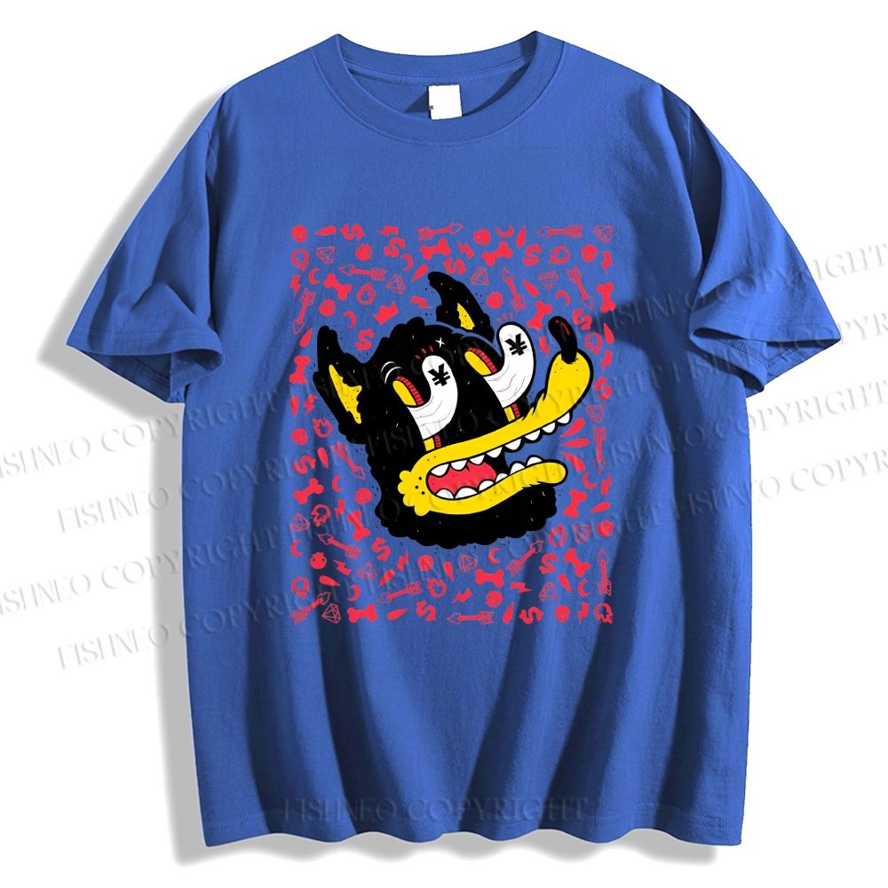Unisex Cartoon Dog Graffiti Classic Cotton T-shirt