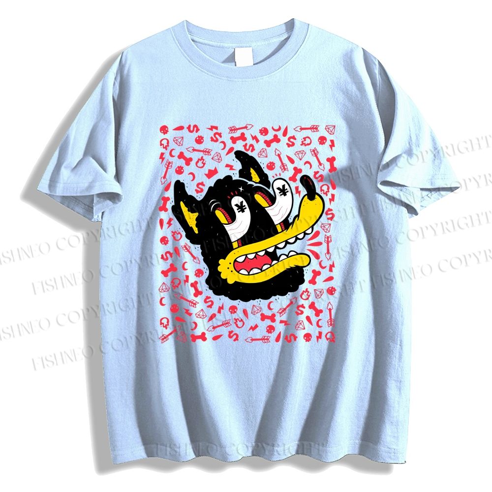 Unisex Cartoon Dog Graffiti Classic Cotton T-shirt