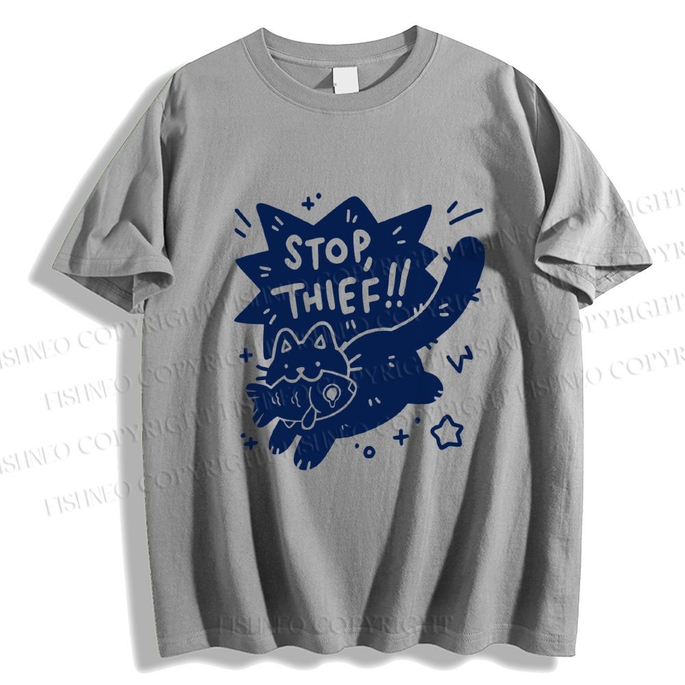Unisex Cartoon Cat Graffiti Classic Cotton T-shirt