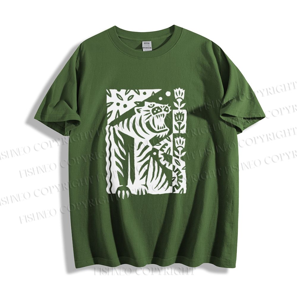 Unisex Vintage Tiger Graffiti Classic Cotton T-shirt