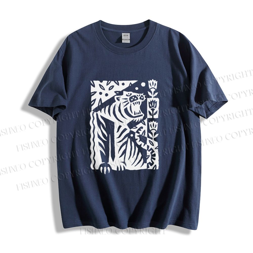 Unisex Vintage Tiger Graffiti Classic Cotton T-shirt