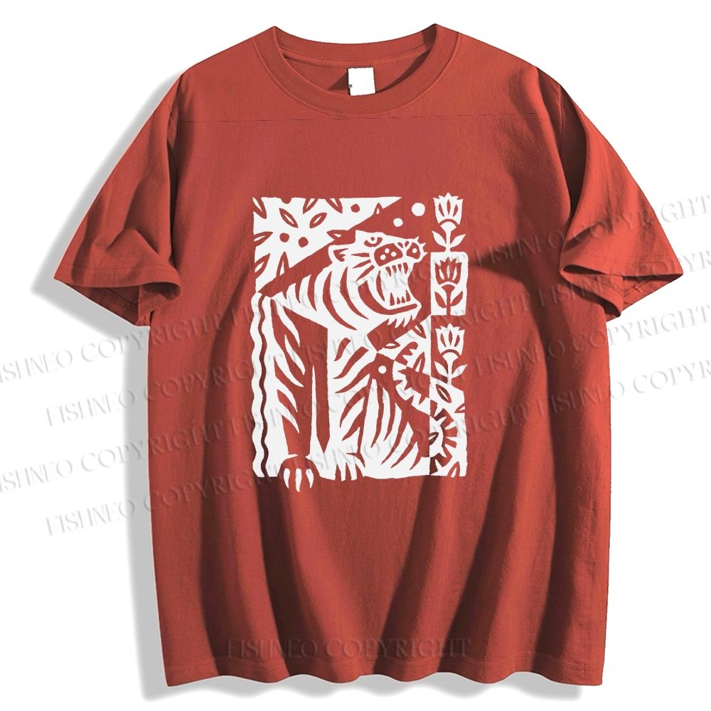 Unisex Vintage Tiger Graffiti Classic Cotton T-shirt