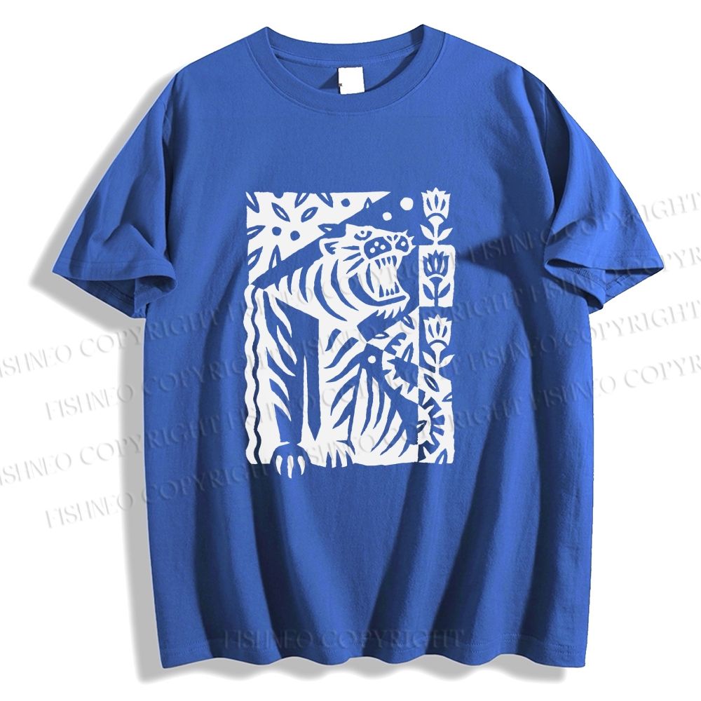 Unisex Vintage Tiger Graffiti Classic Cotton T-shirt