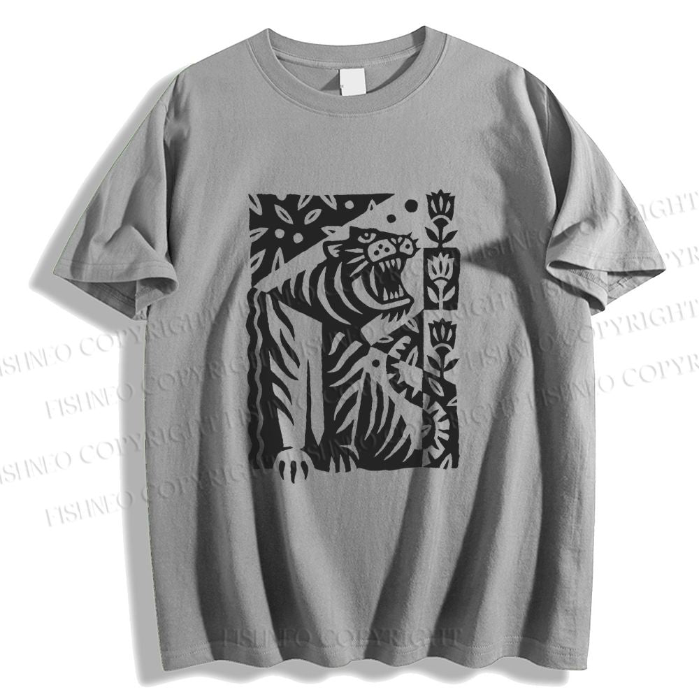 Unisex Vintage Tiger Graffiti Classic Cotton T-shirt