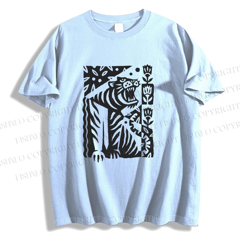 Unisex Vintage Tiger Graffiti Classic Cotton T-shirt