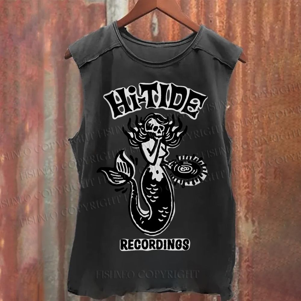 Vintage Skull Mermaid Washed Tank Top